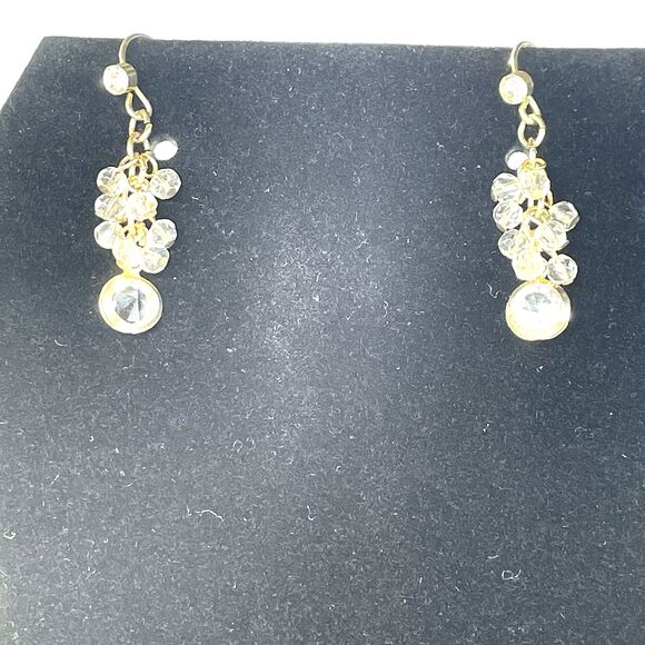 AVON signed Necklace Double Strand Chain Crystal Dangles Gold Tone Sparkle Bling - Picture 5 of 16